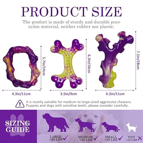 Frienhund Tough Dog Toys for Aggressive Chewers 3 Pack, Indestructible Dog Toy for Large Dogs, Bacon Flavored, Keeps Dogs Busy thumbnail 2