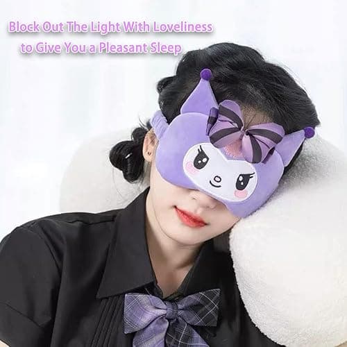 Kawaii Sleep Eye Mask for Girl & Womens Sleep Mask Cute Cartoon Soft Plush Eye Cover Headband Kids Eyeshade Birthday Christmas Gifts thumbnail 6