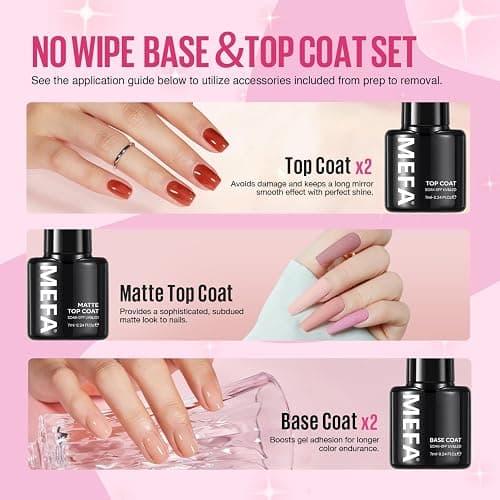 MEFA 42 Colors Gel Nail Polish Kit with U V Light, 59 Pcs All Seasons Collection Colorful Gel Polish Essential Set with 5 Psc Matte/Glossy Base Top Coat, Salon Gifts for Women thumbnail 7