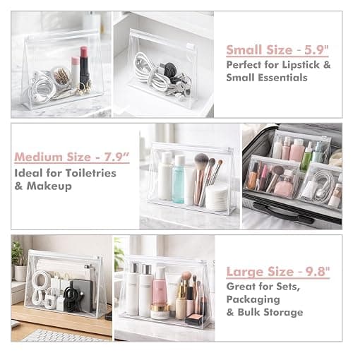 Clear Makeup Bags with Zipper, 60 Pack Cosmetic Bags Bulk Small Travel Toiletry Bag Zipper Pouch Mini Storage Organizer Reusable Plastic EVA Transparent Pouches for Organization Toiletries Bag, 5.9” thumbnail 5
