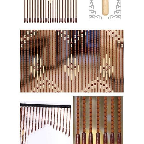 TFCFL Wooden Bead Curtain, 32 Lines Doorway Screen W35.4 X H68.9 for Porch Bedroom Living Room (Coffee) - Model 1 thumbnail 3