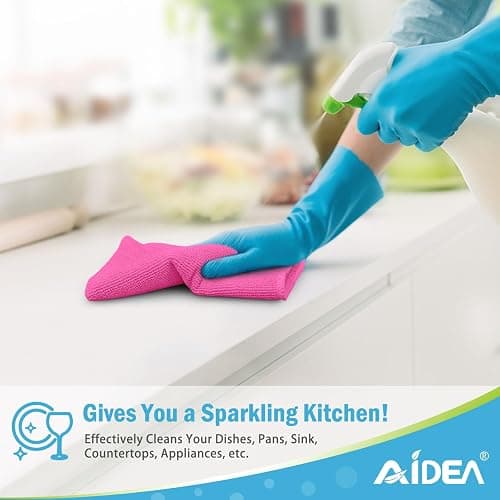 AIDEA Pink Microfiber Cleaning Cloth-12PK, Absorbent Cleaning Rags 12"x12" | Microfiber Towels for Cars Lint Free, Shop Towels, Kitchen Towels Pink Stuff Microfiber Towels, Cleaning Towels for Garage thumbnail 5