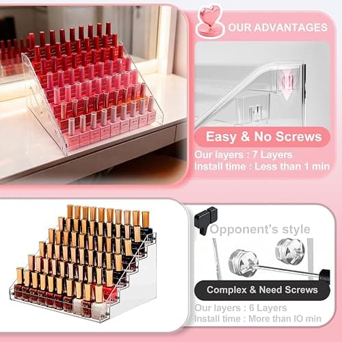 ShunChengFa Nail Polish Storage Box Makeup Organizer Cosmetics Storage Transparent Easy to Assemble 7 Layers thumbnail 5