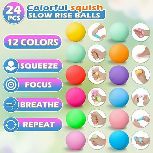 OGNI ORA 24 PCS Stress Balls for Adults and Kids Fidget Toys Party Bag Fillers for Kids Squeeze Sensory Fidget Toy Soft Squishy Ball for Anxiety Stress Relief thumbnail 3