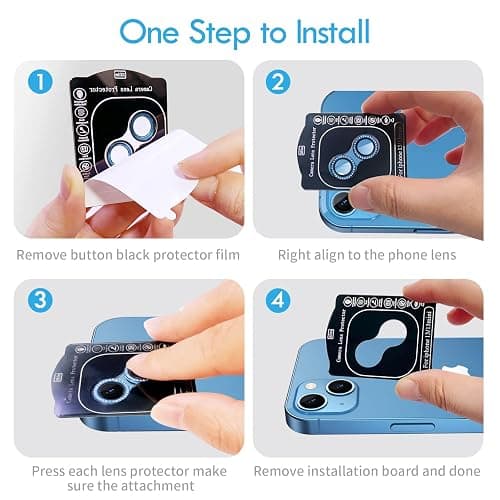 Xfilm Bling Diamond Individual Camera Lens Protector for iPhone 13 / iPhone 13 Mini, HD Clear Tempered Glass Camera Lens Screen Protection Cover, Case Friendly, Scratch Proof (Silver) thumbnail 5