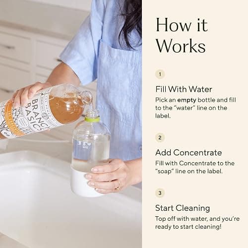 Branch Basics Premium Starter Kit in Glass: All Purpose Cleaner, Glass Cleaner, Bathroom Cleaner, Wash Bottle, and Laundry Bottle (3 Glass Spray Bottles + Concentrate) Fragrance-Free thumbnail 4