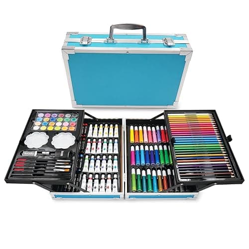 Halobios Professional Art Set, 144 Deluxe Aluminium Case Painting Set with Watercolour Pens Drawing Pencils Paints Oil Pastels, Premium Colouring Drawing Art Supplies Case Gift for Artists Adult - Image 1