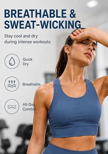Racerback Crop Tank Tops for Women Y-Back with Built-in Bra Longline Sports Bras Scoop Neck Workout Tops thumbnail 5