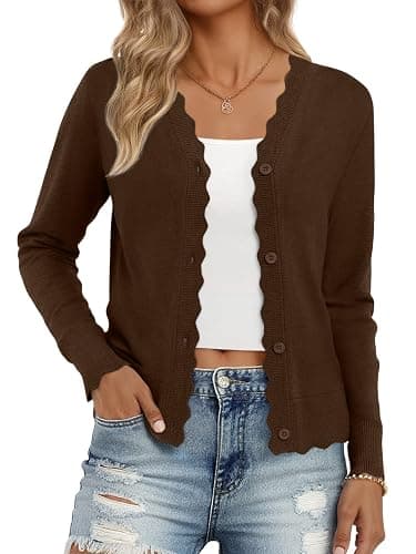 LILLUSORY Womens Cardigan Sweaters Long Sleeve Casual Lightweight Button Down V-Neck Fall Clothes 2025 - Image 1