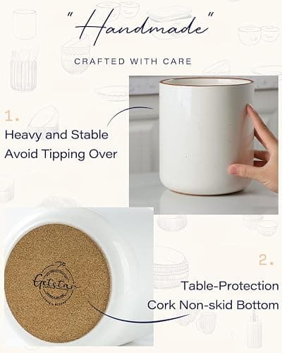 getstar Large Utensil Holder for Kitchen Counter,7.2" Vintage Ceramic Utensils Crocks Utensil Organizer for Spatula Farmhouse Kitchen Decor thumbnail 5