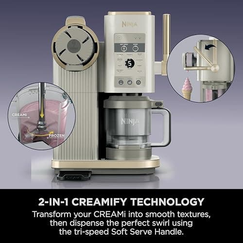Ninja CREAMi Scoop and Swirl Ice Cream Machine with 2x Tubs, 13 Functions, Makes Ice Cream, Soft Serve, Gelato, Sorbet, Milkshakes and More, Mix-In Option, Stone Gold, NC701UKSTGD thumbnail 8