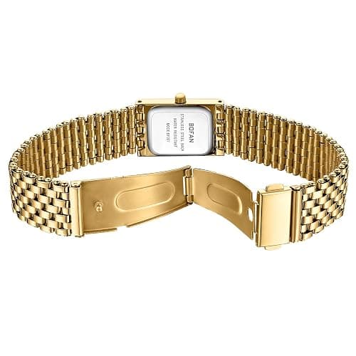 BOFAN Gold Watches for Women Luxury Ladies Quartz Wrist Watch with Stainless Steel Bracelet,Waterproof,Casual Fashion Square Dial.Band Adjustment Tool Included thumbnail 3