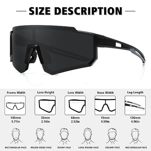 STORYCOAST Polarized Sports Sunglasses for Men Women,Driving Fishing Cycling Mountain Bike Sunglasses UV400 Protection thumbnail 3