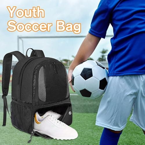 YOREPEK Soccer Backpack, Soccer Bag with Ball Holder and Shoe Compartment | Water Resistant Sport Equipment Bags Fit Basketball Volleyball Football, Youth Soccer Gifts thumbnail 7