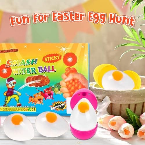 15 Pcs Egg Splat Ball, Funky Egg Splat Ball Stress Relief Easter Eggs Toys for Easter Hunts, Anxiety Reducer Sensory Play for Adult thumbnail 5