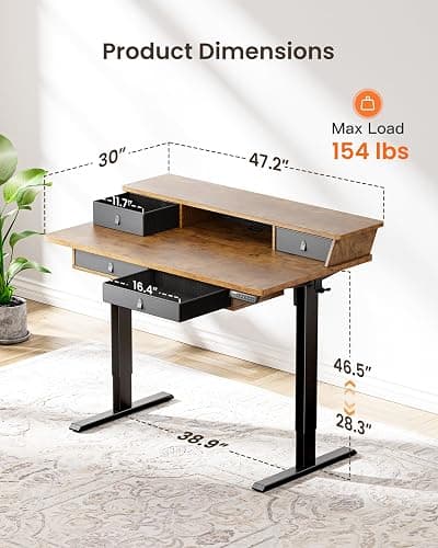 ErGear Electric Standing Desk with 4 Drawers thumbnail 3