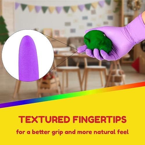 Hygloss Kids Disposable Gloves, 100 Pcs Colorful Nitrile Glove for Kid, Small Size Latex-Free, Powder-Free Gloves for Tie-Dye, Crafts, Cooking, Cleaning - Age 5-12 thumbnail 2