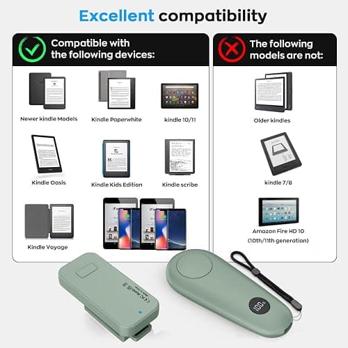 GEKVIVE RF Remote Control Page Turner for Kindle Paperwhite Scribe Accessories, Page Turner Clicker for iPad Tablets Reading Novels Taking, Phone Camera Video Record Triggers Remote, Agave Green thumbnail 7