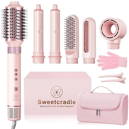 6 in 1 Air Hair Styler, 1400W High Speed Ionic Hair Dryer with Wrap Curlers, Blow Dryer Brush & Frizz-Free Hot Air Brush, No Heat Damage Hair Tools for Fast Drying, Curling, Smoothing & Volume - Image 1