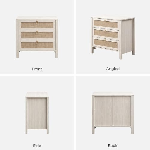 SICOTAS Nightstand Set of 2 with Drawers, Rattan Nightstands, Large Modern Boho Night Stand Wide Bedside Tables for Bedroom thumbnail 9