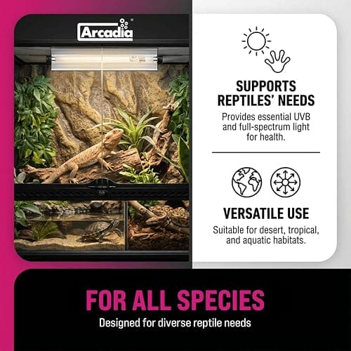 Arcadia T5 UVB Reptile Light Fixture Kit 12" Long 8 Watts 7% UVB ShadeDweller – Complete UVB Light for Reptiles, Turtles, Snake, Bearded Dragon Lamp, Long Lasting Easy to Use Professional Lighting thumbnail 3