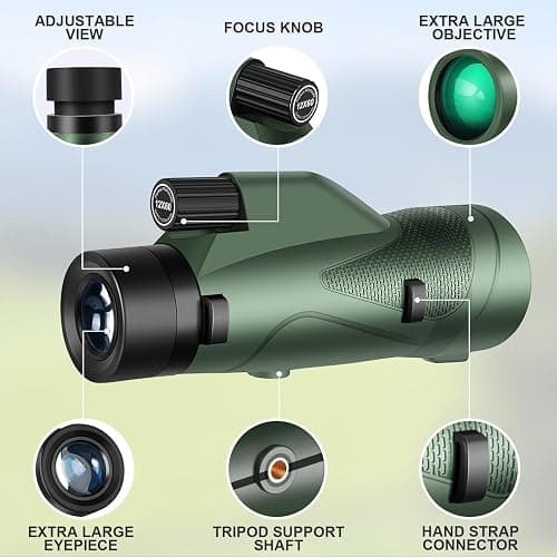 Pankoo 12x60 HD Monocular Telescope for Adults high Powered | Comes with Smartphone Adapter Tripod Hand Strap | Suitable for Bird Watching Sports Hiking Traveling thumbnail 7