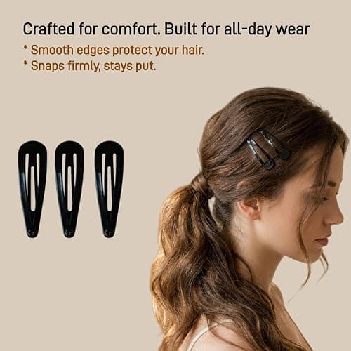 40 Pack Black 2 Inch Barrettes Women Metal Snap Hair Clips Accessories thumbnail 3