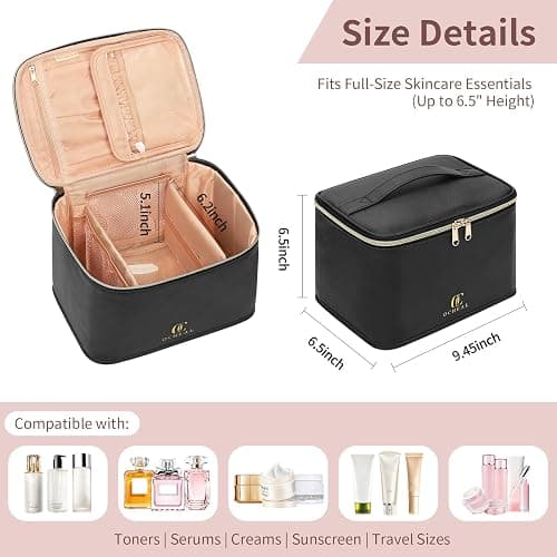 OCHEAL Travel Makeup Bag, Cosmetic Bags for Women Makeup Case Organizer Large Capacity Travel Toiletry Bag Storage Bags with Divider and Handle for Cosmetics Toiletries Brushes Tools-Large, Black thumbnail 3