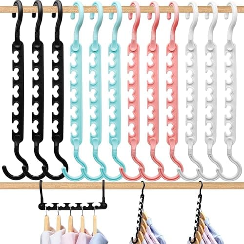 12-Pack-Closet-Organizers-and-Storage,Clothes-Organizer-Hangers for Heavy Clothes Sturdy Home Closet Organization and Storage,College-Dorm-Room-Essentials for Girls,Cloth-Storages-Space-Saving-Hangers - Image 1