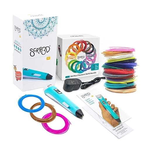 SCRIB3D P1 3D Printing Pen with 3 Starter Colors and PLA Refill Pack with 20 Assorted Colors - Image 1