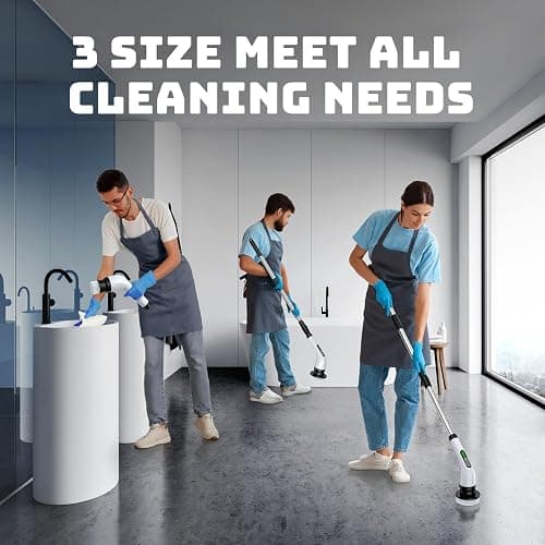 Electric Spin Scrubber for Bathroom: Shower Scrubber with Long Handle, Dual Speed Cordless Power Cleaning Scrub, 7 Brush Heads, IPX7 Waterproof Heavy Duty Cleaner Tools for Tub Tile Grout Wall thumbnail 4