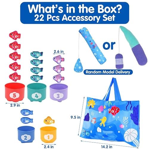 Montessori Toys for 1 Year Old - Cloth Fishing Game Baby Toys 6-12 12-18 Months with Stacking Cups - Sorting Learning Toddler Toy Age 1-2 - Babies First Birthday Gifts for 1 2 3 Year Boy Girl thumbnail 5