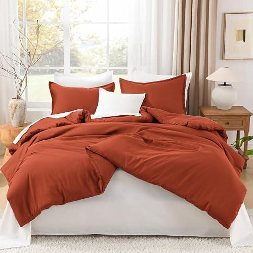 Litanika Burnt Orange Twin/Twin XL Comforter Set, 2 Pieces Solid Terracotta Lightweight Bedding Comforter Set, Rust Fluffy Quilted Blanket Set (66x90In Comforter & 1 Pillowcase) thumbnail 3