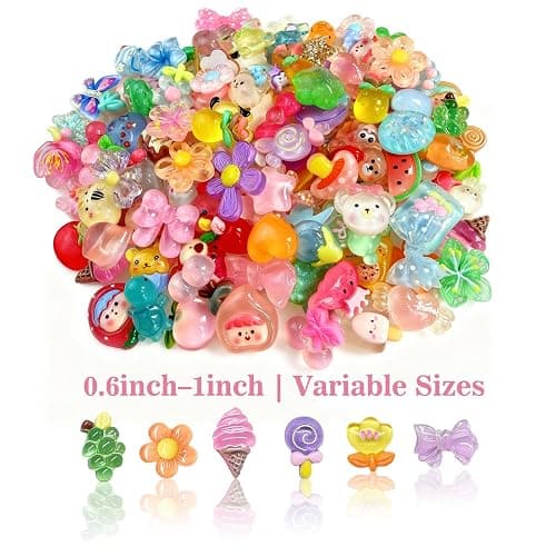 120PCS Mixed Colors Slime Charms Cute Flatback Random Resin Charms Bulk, Slime Accessories Embellishments for Phone Junk Cases, Scrapbooking, Hair Clips & DIY Craft Decoration(Mixed Colors) thumbnail 3