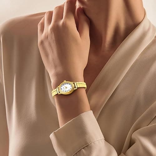 TKIIOER Small Gold Watches for Women, Easy to Read Ladies Analog Watch, 30M Waterproof, Luminous Dial, Stainless Steel Stretch Expansion Strap thumbnail 7