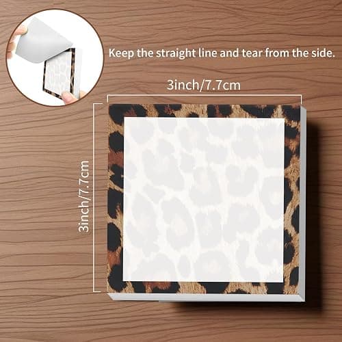 AOPEFNX Sticky Notes, 2 Pads, 3x3 inches, Cute Colorful Fun Self-Stick Note Pads, Easy Post, Strong Adhesive Notepad Cute Black Leopard thumbnail 3