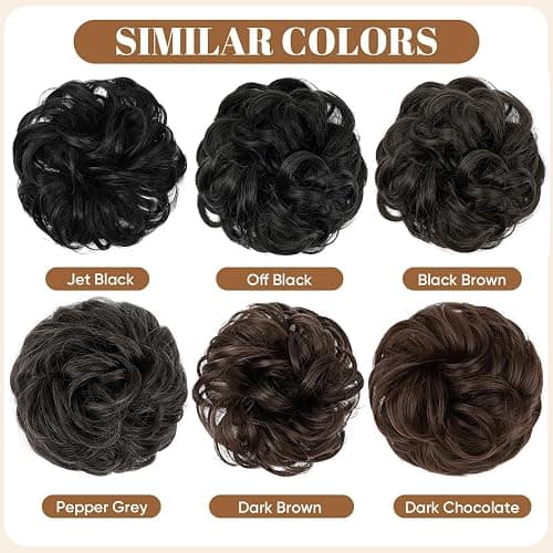 CJL HAIR Large Messy Bun Hair Piece Wavy Curly Scrunchies Synthetic Chignon Ponytail Hair Extensions Thick Updo Hairpieces for Women Dark Brown thumbnail 3
