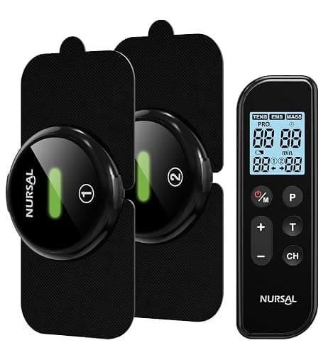 NURSAL Wireless TENS Unit Muscle Stimulator, Dual Host TENS EMS Machine for Pain Relief, 18 Modes 20 Intensity Remote Control Pulse Physical Electrotherapy for Back Shoulder Pain (2 Pads) - Image 1