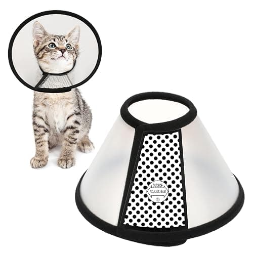 Depets Adjustable Recovery Pet Cone E-Collar for Cats Kittens Rabbits, Plastic Elizabeth Protective Collar Wound Healing Practical Neck Cover, Neck Girth 6.1 in - Image 1