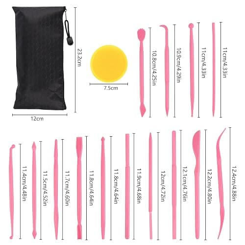38pcs Outils kit poterie,Outils de Sculpture，Outil Sculpture Modelage, Outil Modelage Clay Sculpting Tools, Avec Sac Rangement，pour Céramique, Art Gaufrage, Menuiserie, Artiste DIY thumbnail 3