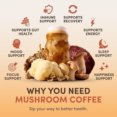RYZE SUPERFOODS Mushroom Coffee USDA Organic with 6 Adaptogenic Mushrooms and MCT Oil, USA Grown Instant Coffee for Better Energy, Focus, Digestion, Immunity with Lions Mane & Turkey Tail, 30 servings thumbnail 3