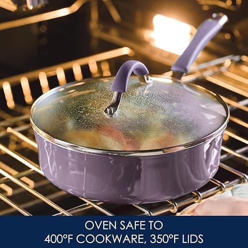 Rachael Ray Cucina Nonstick Cookware Pots and Pans Set, 12 Piece, Lavender Purple thumbnail 6