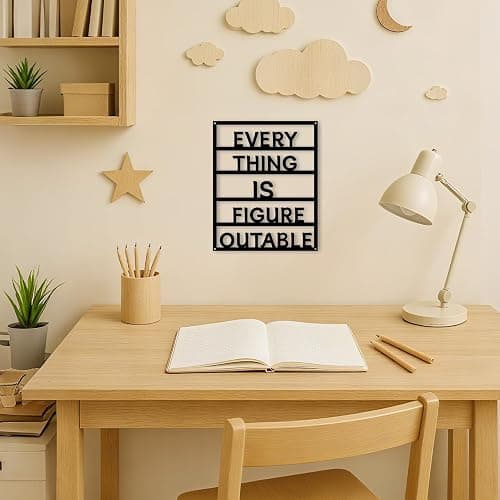 Yuzhuo Metal Everything is Figureoutable Inspirational Wall Art Positive Affirmations Wall Decor, Motivational Wall Art for Home Office Classroom, 10.5x13 Inch Black thumbnail 7