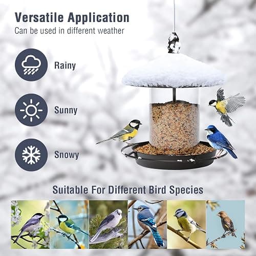 Youvip Metal Roof Bird Feeder - Chew Proof for Outdoor Hanging Wild Bird Seeds. Bronze thumbnail 7