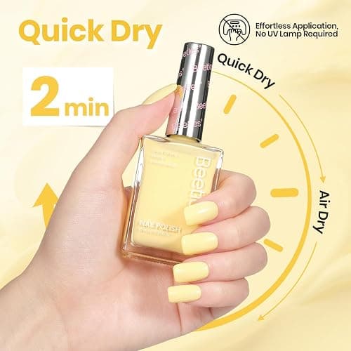 Beetles Soft Butter Yellow Nail Polish - 0.51Fl Oz/15ML, Pastel Yellow Nail Polish Quick Dry for Spring Nails, Long-Lasting Pastel Nails, Fingernail Art Effect for Manicure Salon thumbnail 4