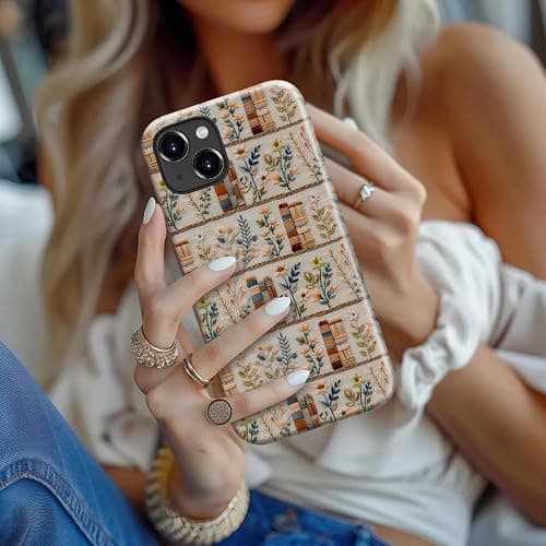 STARVIP for iPhone 14 Case Cute - Wireless Charging Compatible - Dual-Layer Hard Shell + Silicone Cover - Aesthetic Protective Phone Case for Women - Vintage Floral Bookish thumbnail 6