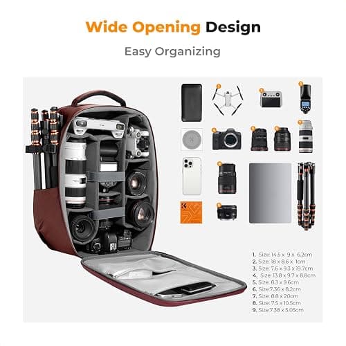 K&F CONCEPT Camera Backpack,Hardshell Photography DSLR Camera Bag with 15-15.6 Inch Laptop Compartment Hard Shell Camera Case Compatible with Canon/Nikon/Sony/DJI Mavic Drone thumbnail 2