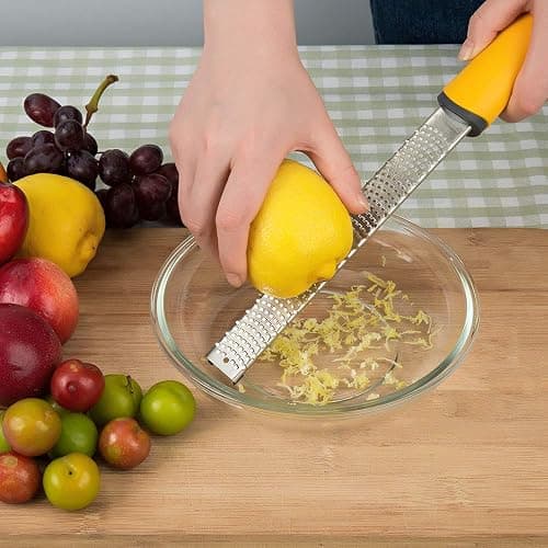 Lemon Zester, Hand Cheese Grater, Zester Grater with Handle, with Razor-Sharp Stainless Steel Blade, Protective Cover and Cleaning brush, Dishwasher Safe, by NSpring thumbnail 2