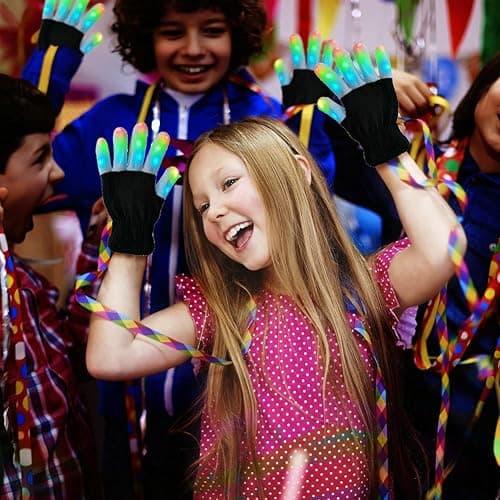 XISFORX 7 colors light show LED Gloves Rave Light Finger Lighting Flashing Glow Mittens thumbnail 7