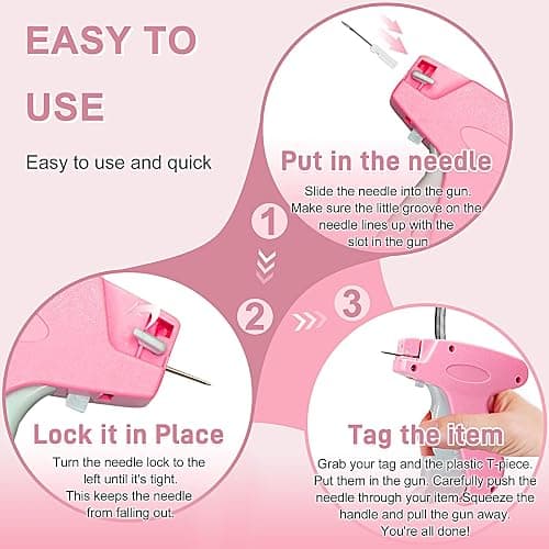 Stitch Gun for Clothes， Handheld Stitch Gun Quick Clothing Fixer，Sewing Kit Includes 1,000 Black Fasteners & 1,000 White Fasteners & 6 Needles，Tagging Gun（Pink） thumbnail 4